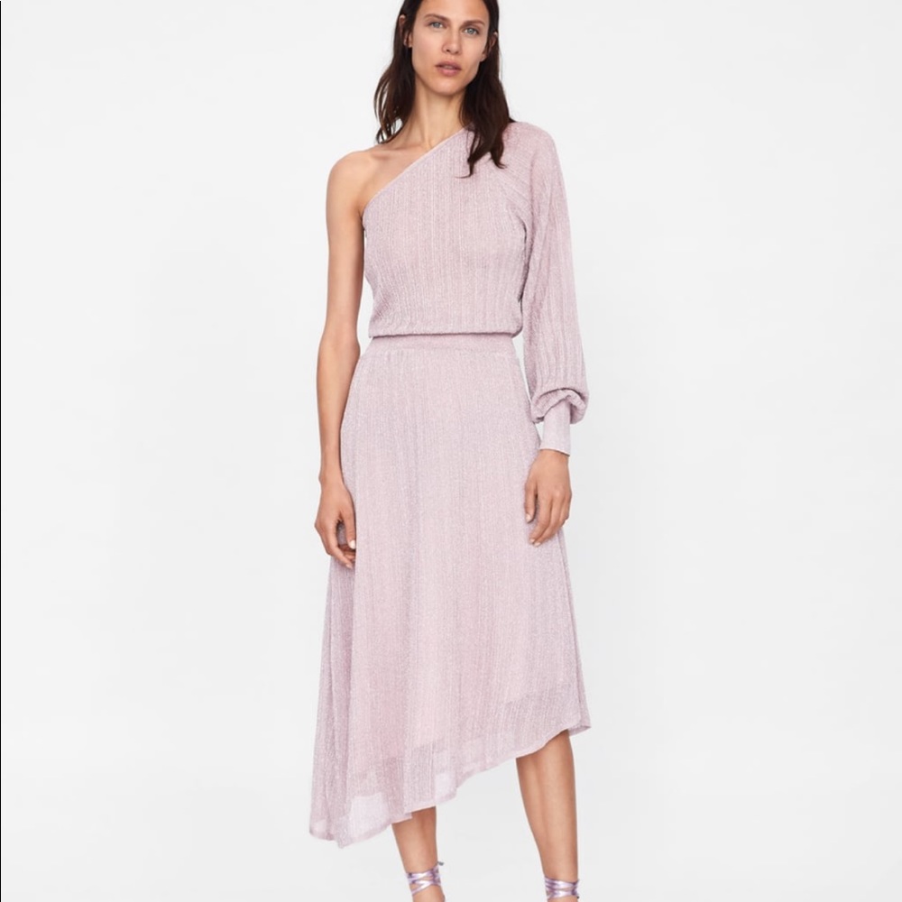 ZARA Metallic Thread Asymmetric Dress